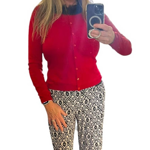 SILX By August Silk Red Fur Lined Cardigan Top Size Medium - Picture 4 of 4